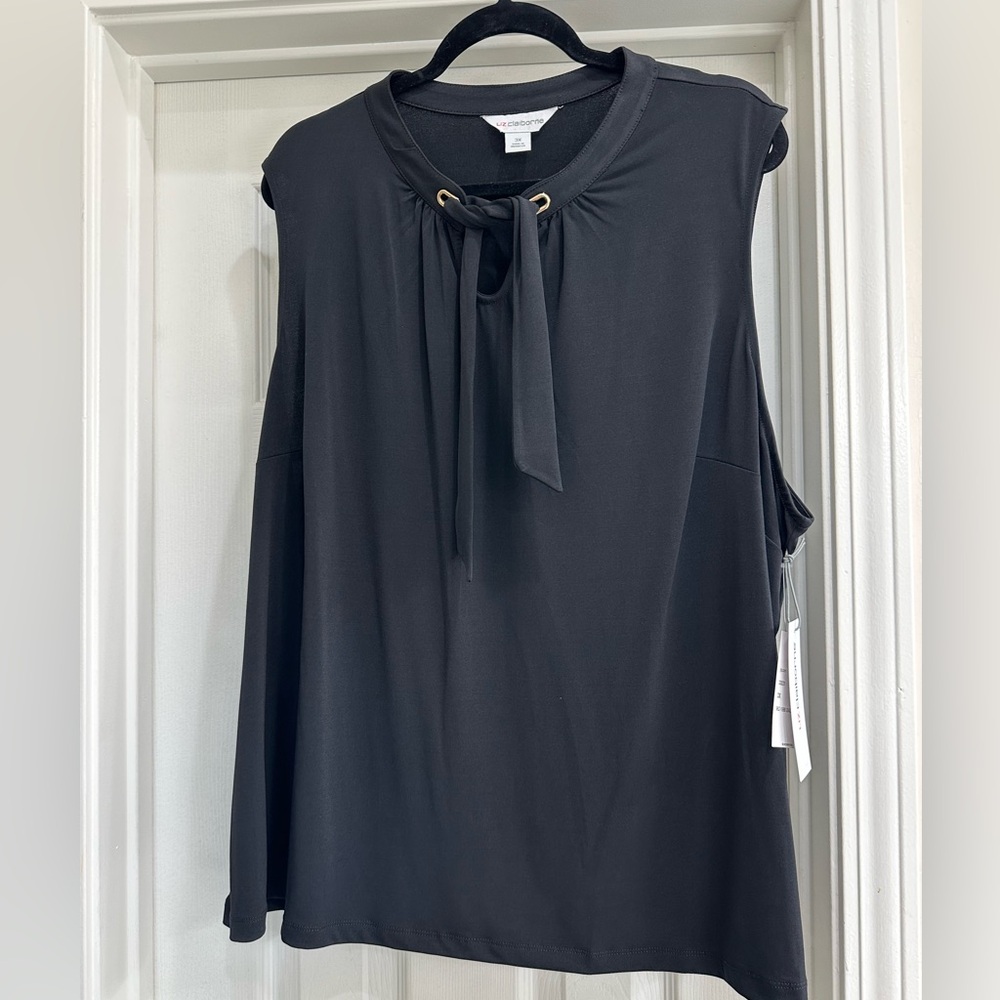 NEW 3x Liz Claiborne Elegant Black Sleeveless Top with tie